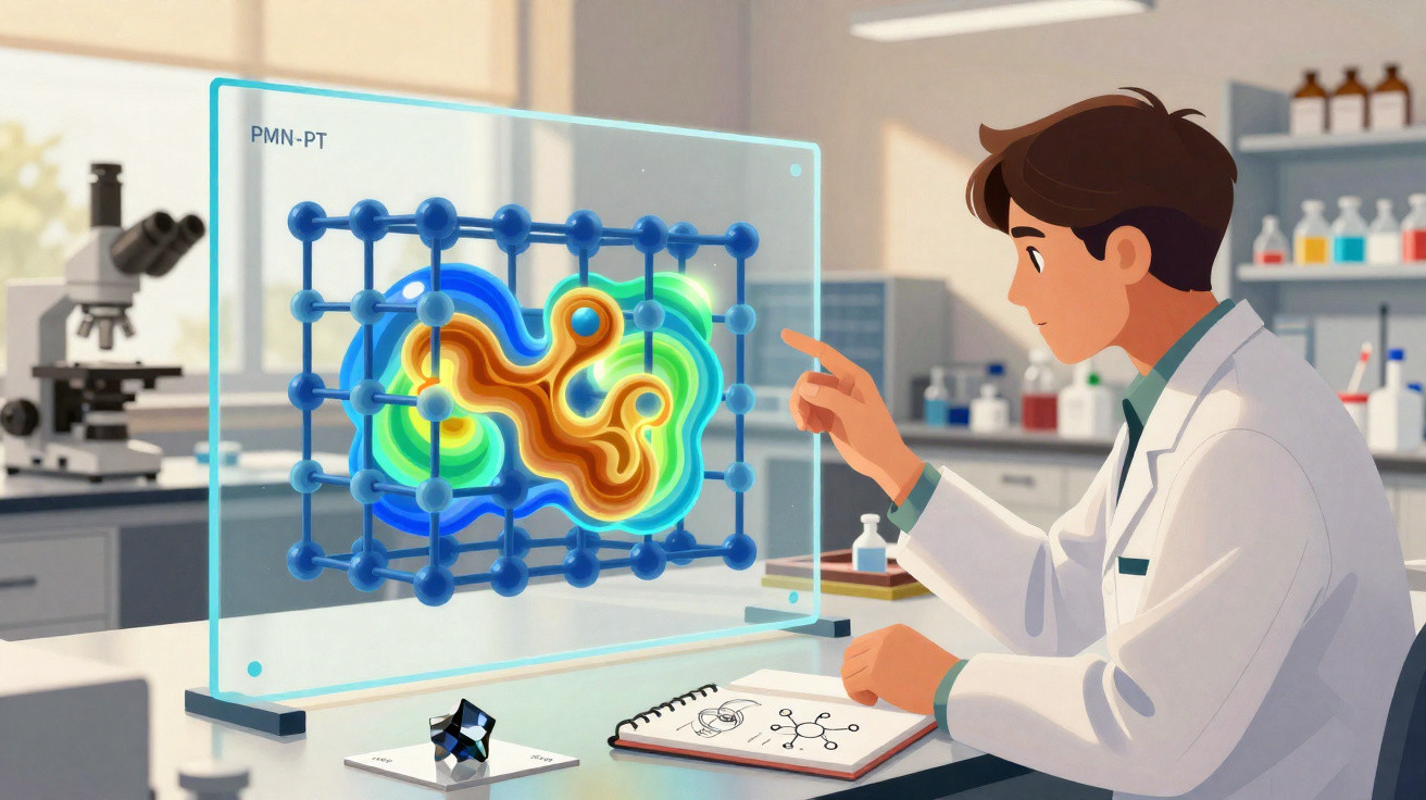 Cientista analisando modelo molecular holográfico colorido em laboratório moderno.